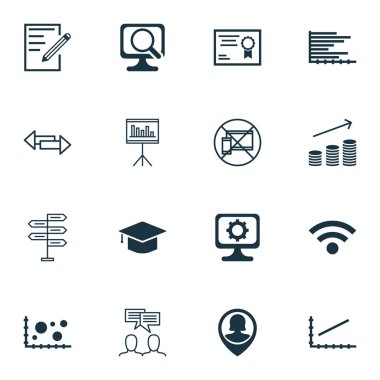 16 evrensel düzenlenebilir simgeler kümesi. Web, mobil ve App tasarım için kullanılabilir. Dizüstü bilgisayar, paralar büyüme, gibi simgeler tartışma ve daha fazlasını içerir.