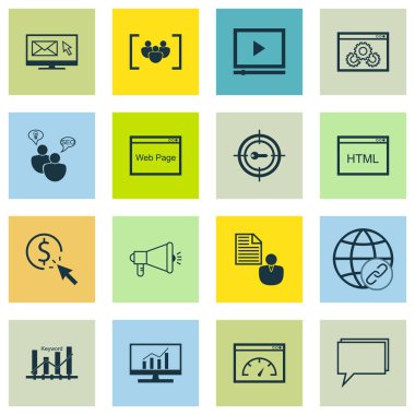 Yükleme hızı ve Pazar araştırma konuları anahtar kelime pazarlama pazarlama simgeler kümesi. Düzenlenebilir vektör çizim. İşadamı, toplum, performans ve daha fazla vektör simge içerir.