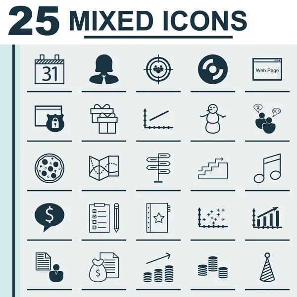 25 evrensel düzenlenebilir simgeler kümesi. Web, mobil ve App tasarım için kullanılabilir. Yol haritası, rapor, Crotchets ve daha fazlası gibi simgeleri içerir.