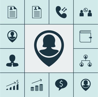 Özgeçmiş, çalışanın konumu ve kadın uygulama konularda Yönetim simgeler kümesi. Düzenlenebilir vektör çizim. Para, kadın, organizasyon ve daha fazla vektör simge içerir.