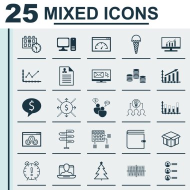 25 evrensel düzenlenebilir simgeler kümesi. Web, mobil ve App tasarım için kullanılabilir. Birlikte çalışma çözümü, cüzdan, Web sitesi performans ve daha fazlası gibi unsurları içerir.