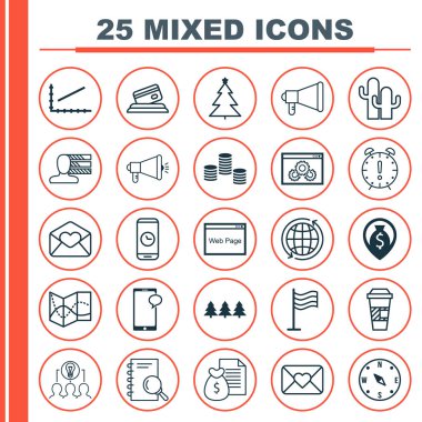 25 evrensel düzenlenebilir simgeler kümesi. Web, mobil ve App tasarım için kullanılabilir. Rapor, kutlama mektubu, kişisel becerileri ve daha fazlası gibi unsurları içerir.