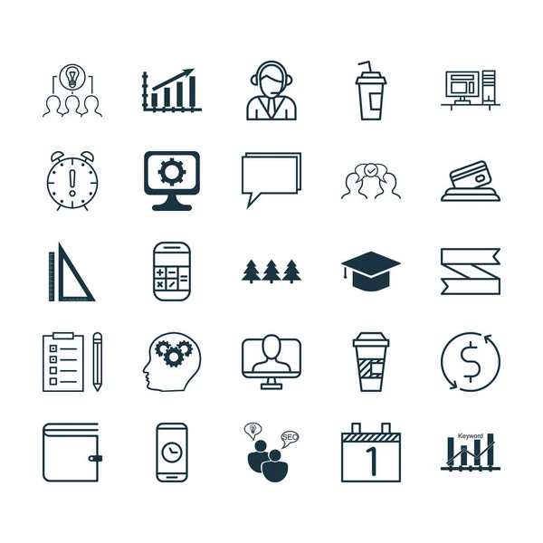 Set de 25 iconos editables universales. Puede ser utilizado para el diseño web, móvil y de aplicaciones. Incluye elementos tales como billetera, operador, cooperación y más . — Vector de stock