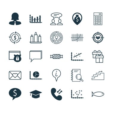 25 evrensel düzenlenebilir simgeler kümesi. Web, mobil ve App tasarım için kullanılabilir. Kutlama mektubu, Analytics, iş kadını ve daha fazlası gibi unsurları içerir.