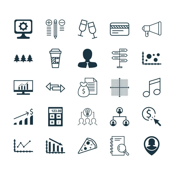 Set de 25 iconos editables universales. Puede ser utilizado para el diseño web, móvil y de aplicaciones. Incluye elementos tales como análisis, inversión exitosa, anuncio y más . — Vector de stock