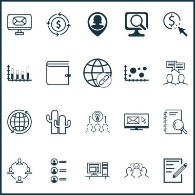 20 evrensel düzenlenebilir simgeler kümesi. Web, mobil ve App tasarım için kullanılabilir. Kaktüsler, analiz, bilgisayar ve daha fazlası gibi unsurları içerir.