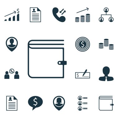 16 yönetimi simgeler kümesi. Web, mobil, UI ve Infographic tasarımı için kullanılabilir. Liste, uygulama, çanta ve daha fazlası gibi unsurları içerir.