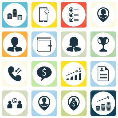 16 saat simgeler kümesi. Web, mobil, UI ve Infographic tasarımı için kullanılabilir. Liste, başvuru, ödül ve daha fazlası gibi unsurları içerir.