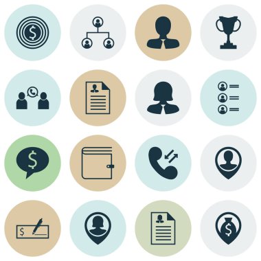 16 saat simgeler kümesi. Web, mobil, UI ve Infographic tasarımı için kullanılabilir. Tartışma, hedefi, iş ve daha fazlası gibi unsurları içerir.