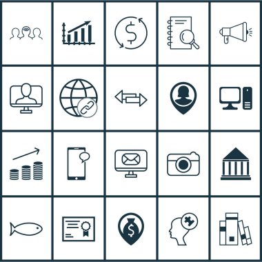 20 evrensel düzenlenebilir simgeler kümesi. Web, mobil ve App tasarım için kullanılabilir. Kavşak, PIN çalışan, kar grafik ve daha fazlası gibi unsurları içerir.