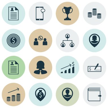 16 insan kaynakları simgeler kümesi. Web, mobil, UI ve Infographic tasarımı için kullanılabilir. Banka, harita, yapısı ve daha fazlası gibi unsurları içerir.