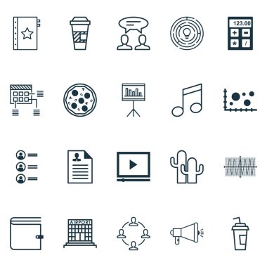 20 evrensel düzenlenebilir simgeler kümesi. Web, mobil ve App tasarım için kullanılabilir. Garanti, işbirliği, Cosinus diyagramı ve daha fazlası gibi unsurları içerir.