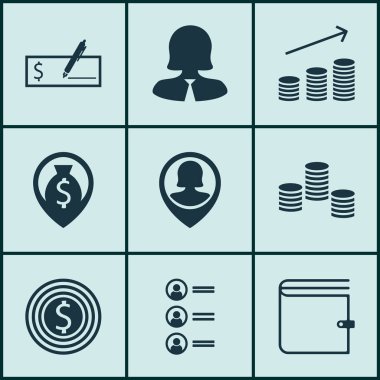 9 insan kaynakları simgeler kümesi. Web, mobil, UI ve Infographic tasarımı için kullanılabilir. Hedef, yığılmış, liste ve daha fazlası gibi unsurları içerir.