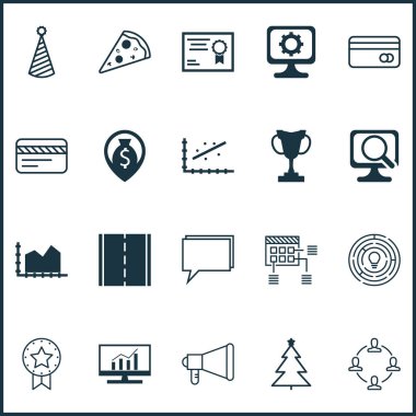 20 evrensel düzenlenebilir simgeler kümesi. Web, mobil ve App tasarım için kullanılabilir. Pc, Pizza, dizüstü bilgisayar ve daha fazla dilimlenmiş gibi unsurları içerir.