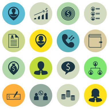 16 insan kaynakları simgeler kümesi. Web, mobil, UI ve Infographic tasarımı için kullanılabilir. Onay, liste, iş ve daha fazlası gibi unsurları içerir.