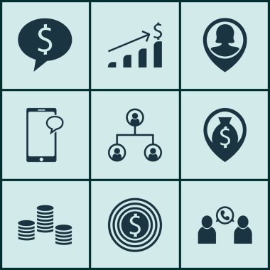 9 insan kaynakları simgeler kümesi. Web, mobil, UI ve Infographic tasarımı için kullanılabilir. Harita, büyüme, yapısı ve daha fazlası gibi unsurları içerir.