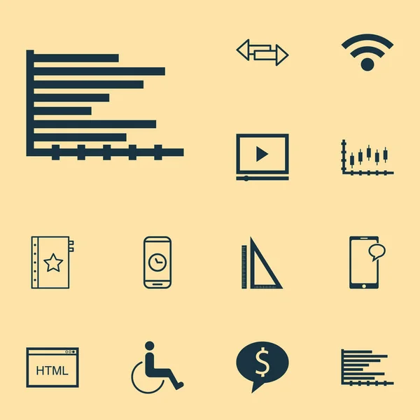 Conjunto de 12 iconos editables universales. Puede ser utilizado para el diseño web, móvil y de aplicaciones. Incluye elementos tales como acuerdo de negocios, mensajería, inalámbrico y más . — Archivo Imágenes Vectoriales