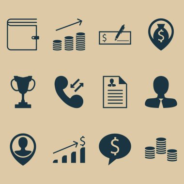 12 Hr simgeler kümesi. Web, mobil, UI ve Infographic tasarımı için kullanılabilir. Tartışma, harita, para ve daha fazlası gibi unsurları içerir.