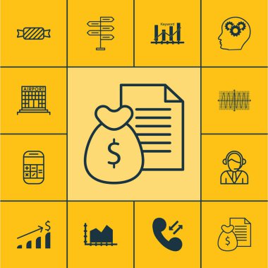 12 evrensel düzenlenebilir simgeler kümesi. Web, mobil ve App tasarım için kullanılabilir. Başarılı yatırım, hesaplama ve hücresel veri unsurları içerir.