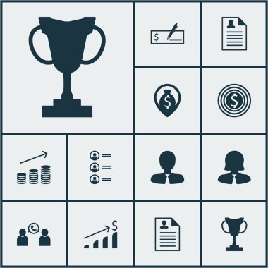 12 insan kaynakları simgeler kümesi. Web, mobil, UI ve Infographic tasarımı için kullanılabilir. Nakit, Kupası, ödül ve daha fazlası gibi unsurları içerir.