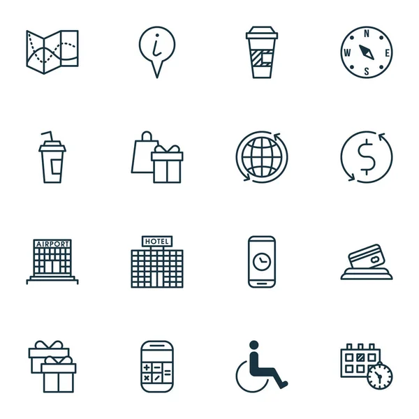 Set van 16 transport iconen. Kan worden gebruikt voor Web, mobiel, Ui en Infographic Design. Bevat elementen zoals Info, Mobile, gebouw en meer. — Stockvector