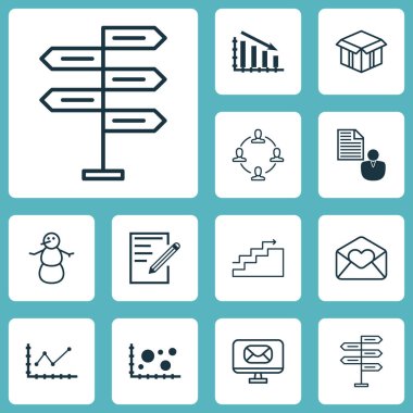 12 evrensel düzenlenebilir simgeler kümesi. Web, mobil ve App tasarım için kullanılabilir. Fırsat, rapor, büyüme ve daha fazlası gibi unsurları içerir.