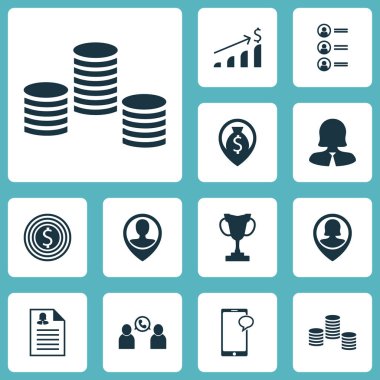 12 insan kaynakları simgeler kümesi. Web, mobil, UI ve Infographic tasarımı için kullanılabilir. Cep, iş, başvuru ve daha fazlası gibi unsurları içerir.