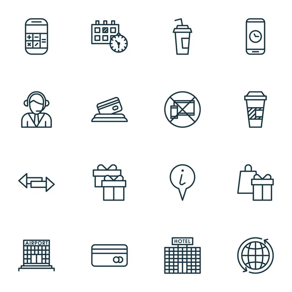 Set van 16 transport iconen. Kan worden gebruikt voor Web, mobiel, Ui en Infographic Design. Bevat elementen zoals gebouw, Pointer, kaart en meer. — Stockvector