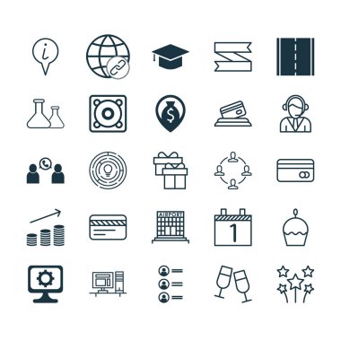 25 evrensel düzenlenebilir simgeler kümesi. Web, mobil ve App tasarım için kullanılabilir. Yenilik, Pc, paralar büyüme ve daha fazlası gibi simgeleri içerir.