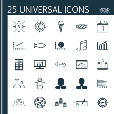 25 evrensel düzenlenebilir simgeler kümesi. Web, mobil ve App tasarım için kullanılabilir. Tatlı, yükleme hızı, kış ve daha fazla gibi simgeleri içerir.