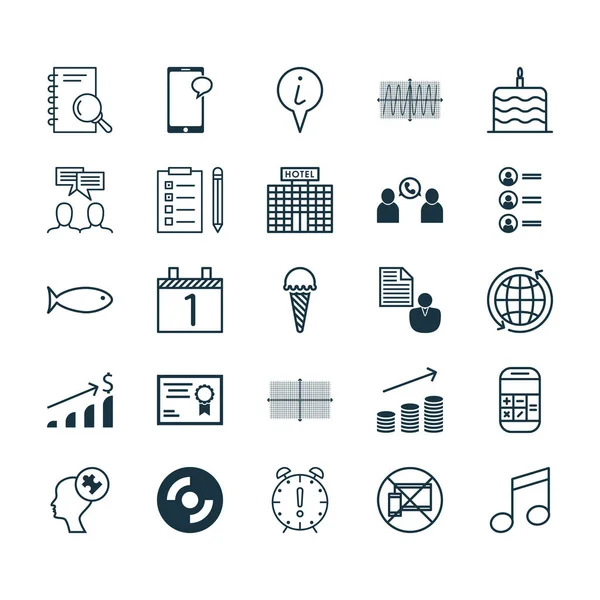 Set de 25 iconos editables universales. Puede ser utilizado para el diseño web, móvil y de aplicaciones. Incluye iconos como discusión, agenda, conferencia telefónica y más . — Vector de stock