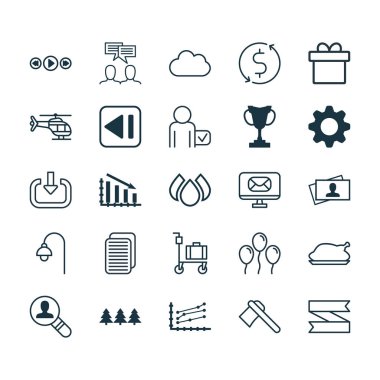 25 evrensel düzenlenebilir simgeler kümesi. Web, mobil ve App tasarım için kullanılabilir. Artış grafiği, Fail grafik, turnuva ve daha fazlası gibi unsurları içerir.