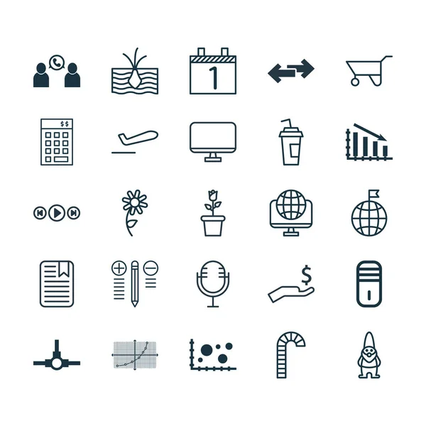Set de 25 iconos editables universales. Puede ser utilizado para el diseño web, móvil y de aplicaciones. Incluye elementos como agenda, Mike, piruleta y más . — Archivo Imágenes Vectoriales