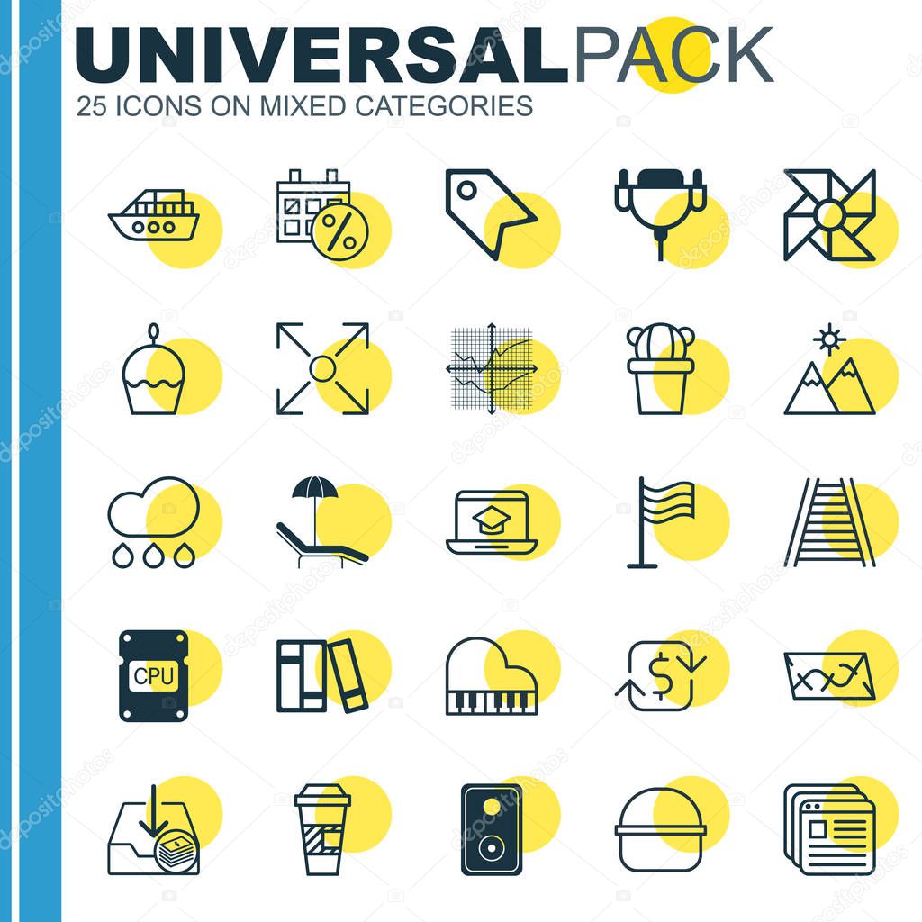 Set Of 25 Universal Editable Icons. Can Be Used For Web, Mobile And App Design. Includes Elements Such As Branching Program, Relax Chair, Withdraw Money And More.