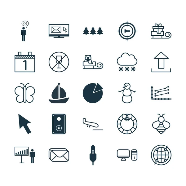 Set Of 25 Universal Editable Icons. Dapat digunakan untuk Web, Mobile dan Desain App. Termasuk Elemen-elemen Seperti Presentasi Proyek, Newsletter, Mouse And More . - Stok Vektor