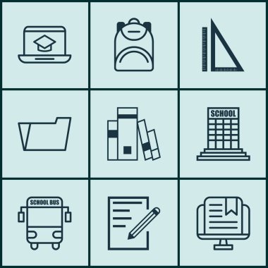 9 okul simgeler kümesi. Sırt, Akademi, belge dava ve diğer simgeleri içerir. Güzel tasarım öğeleri.