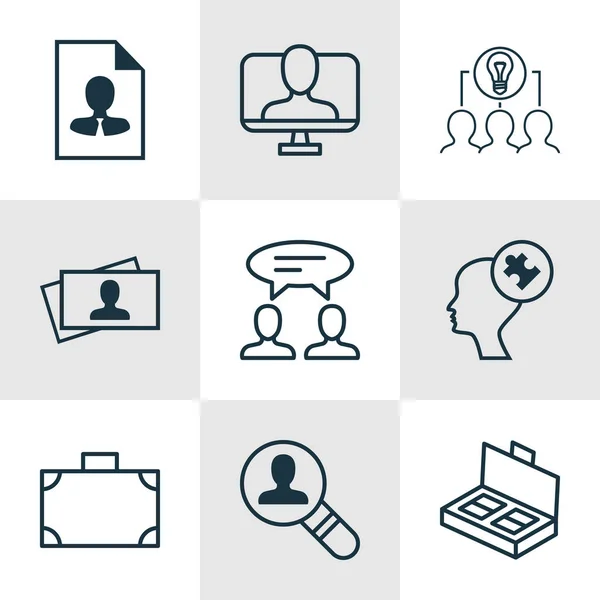 Conjunto de 9 iconos de gestión empresarial. Incluye identidad en línea, vacante abierta, Cv y otros símbolos. Hermosos elementos de diseño . — Vector de stock