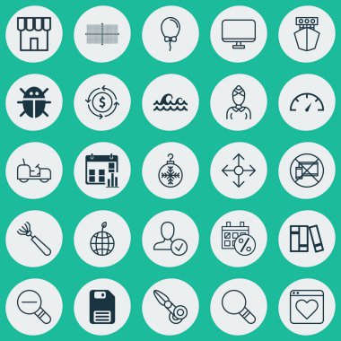 25 evrensel düzenlenebilir simgeler kümesi. Web, mobil ve App tasarım için kullanılabilir. Kesme makineleri, hız ekose desenli, finans ve daha fazlası gibi unsurları içerir.