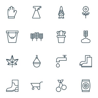 16 çiftlik simgeler kümesi. Tıkaç, Mısır gevreği, koruma Mitt ve diğer simgeleri içerir. Güzel tasarım öğeleri.