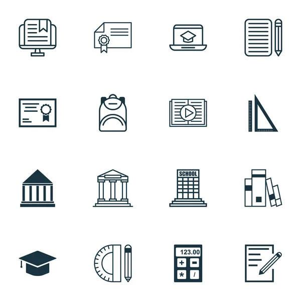 Set Of 16 Education Icons. Includes Graduation, Paper, Academy And Other Symbols. Beautiful Design Elements. — Stock Vector