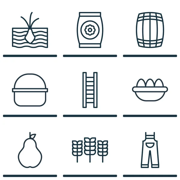 Conjunto de 9 ícones de Holticultura. Inclui Planta Crescente, Duquesa, Ovum e Outros Símbolos. Elementos de design bonito . —  Vetores de Stock