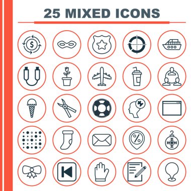 25 evrensel düzenlenebilir simgeler kümesi. Web, mobil ve App tasarım için kullanılabilir. Değişken mimarisi, finans, dağıtılmış pasta grafik ve daha fazlası gibi unsurları içerir.