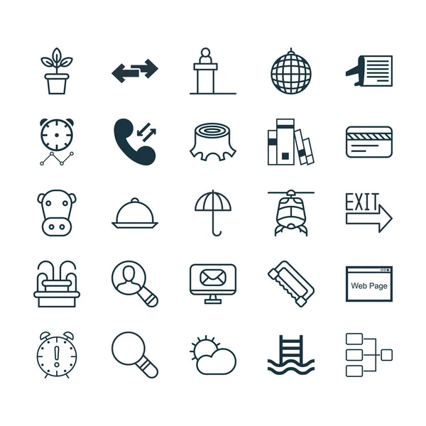 Set de 25 iconos editables universales. Puede ser utilizado para el diseño web, móvil y de aplicaciones. Incluye elementos tales como puerta, escalera de lavabo, estructura del sistema y más . — Archivo Imágenes Vectoriales