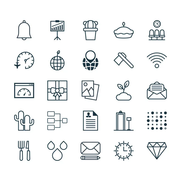 Set de 25 iconos editables universales. Puede ser utilizado para el diseño web, móvil y de aplicaciones. Incluye elementos tales como Tomahawk, Reloj de sol, Editar correo y más . — Vector de stock