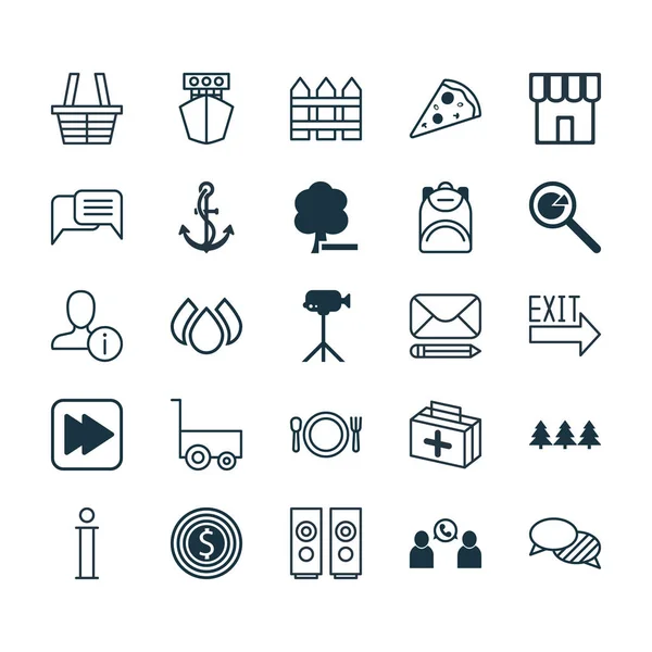 Set van 25 universele bewerkbare iconen. Kan worden gebruikt voor Web, mobiel en App Design. Bevat elementen zoals vracht Trolley, anker, Shop en meer. — Stockvector