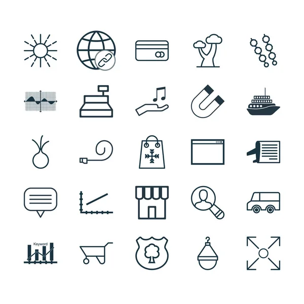 Set van 25 universele bewerkbare iconen. Kan worden gebruikt voor Web, mobiel en App Design. Bevat elementen zoals lichtheid modus, Hanger, knoflook en meer. — Stockvector