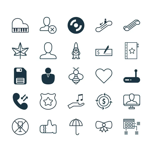 Set de 25 iconos editables universales. Puede ser utilizado para el diseño web, móvil y de aplicaciones. Incluye elementos como Disquete, Nota Donar, Gingham y más . — Vector de stock