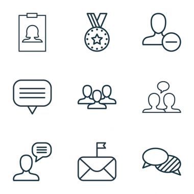 9 sosyal ağ simge kümesi. Madalya, önemli mektup, konuşma ve diğer simgeler içerir. Güzel tasarım öğeleri.