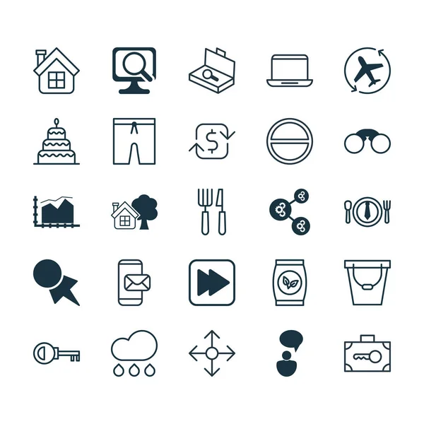 Uppsättning av 25 Universal redigerbara ikoner. Kan användas för webb-, mobil- och App Design. Innehåller element såsom korn, flygplan pil, Dessert och mer. — Stock vektor