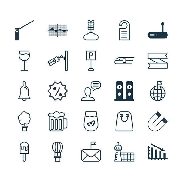 Set van 25 universele bewerkbare iconen. Kan worden gebruikt voor Web, mobiel en App Design. Bevat elementen zoals houten Pot, praten persoon, limonade en meer. — Stockvector
